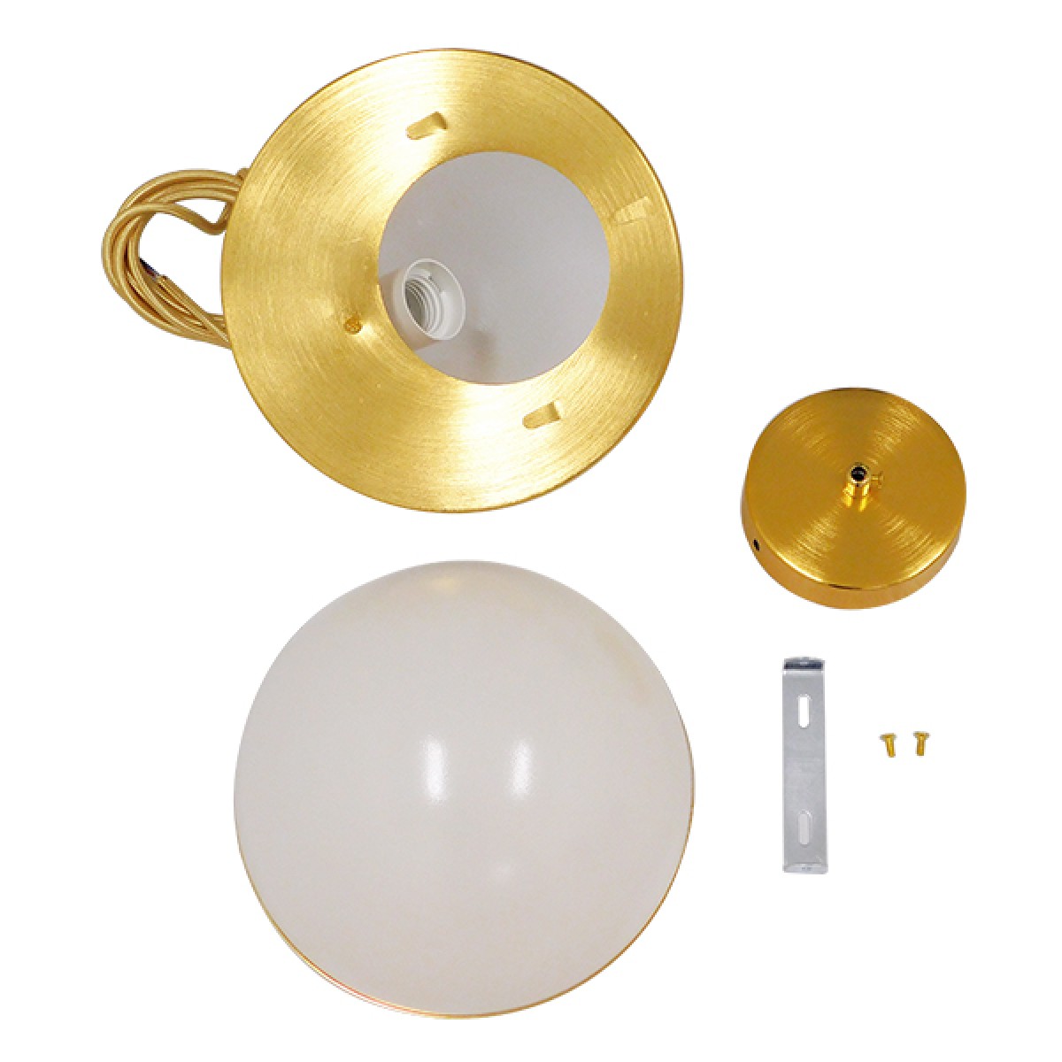 GloboStar® HUDSON 01554 Μοντέρνο Κρεμαστό Φωτιστικό Μπάλα Μονόφωτο 1 x E27 IP20 Λευκό Γυαλί με Χρυσό Μέταλλο - Μ20 x Π20 x Υ25cm