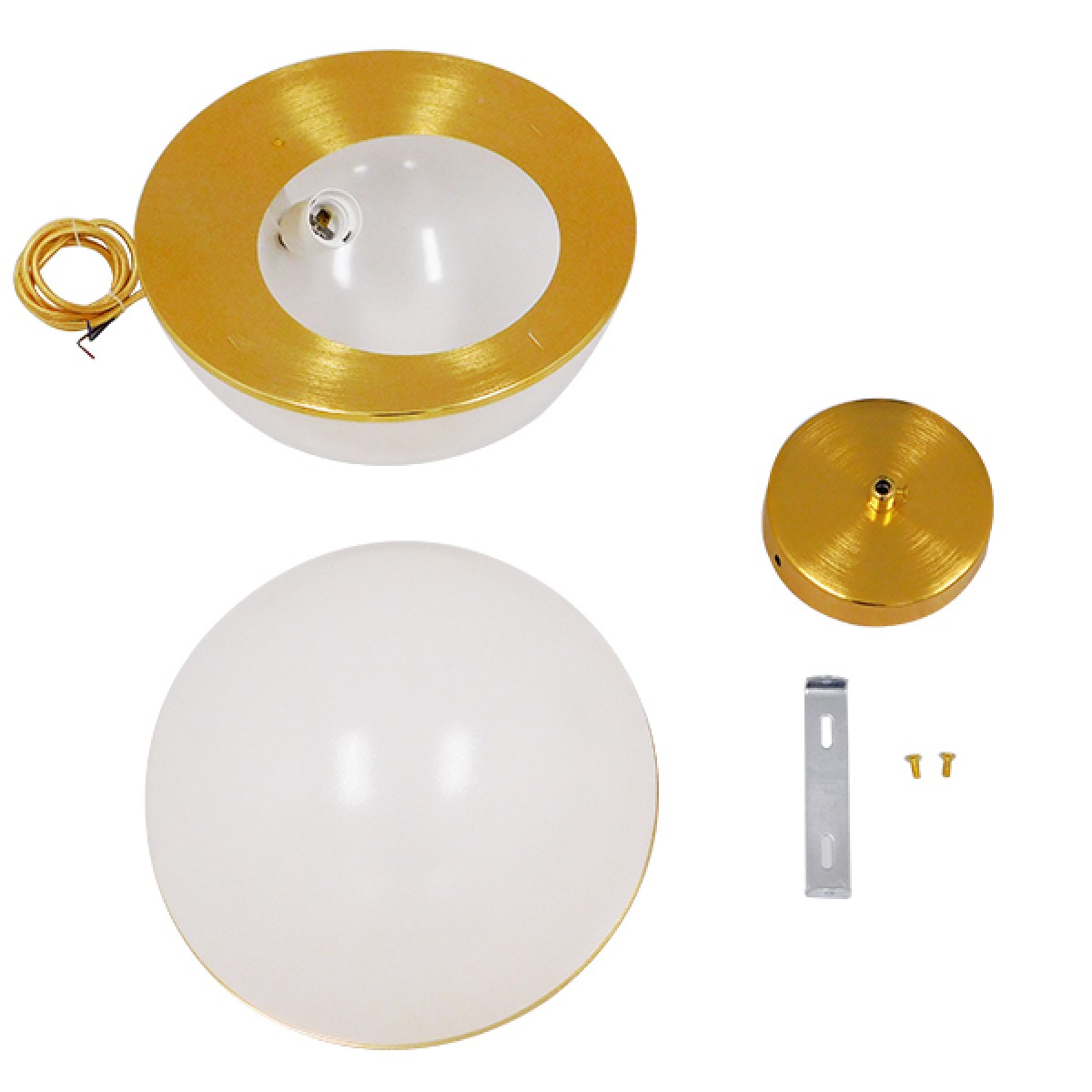 GloboStar® HUDSON 01555 Μοντέρνο Κρεμαστό Φωτιστικό Μπάλα Μονόφωτο 1 x E27 IP20 Λευκό Γυαλί & Χρυσό Μέταλλο - Μ30 x Π30 x Υ34cm