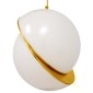 GloboStar® HUDSON 01555 Μοντέρνο Κρεμαστό Φωτιστικό Μπάλα Μονόφωτο 1 x E27 IP20 Λευκό Γυαλί & Χρυσό Μέταλλο - Μ30 x Π30 x Υ34cm