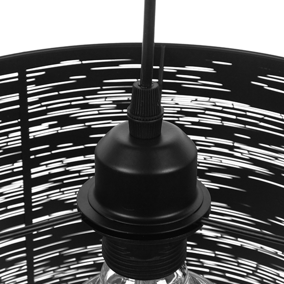 GloboStar® ACCADEMIA 01556 Μοντέρνο Κρεμαστό Φωτιστικό Καπέλο Μονόφωτο 1 x E27 IP20 Μαύρο Μέταλλο - Μ35 x Π35 x Υ25cm