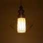 GloboStar® LILY 01558 Vintage Κρεμαστό Φωτιστικό Πλέγμα Μονόφωτο 1 x E27 IP20 Μαύρο Μέταλλο με Λευκό Ύφασμα - Μ43 x Π43 x Υ55cm