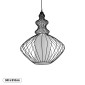 GloboStar® LILY 01558 Vintage Κρεμαστό Φωτιστικό Πλέγμα Μονόφωτο 1 x E27 IP20 Μαύρο Μέταλλο με Λευκό Ύφασμα - Μ43 x Π43 x Υ55cm