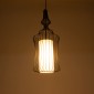 GloboStar® LILY 01559 Vintage Κρεμαστό Φωτιστικό Πλέγμα Μονόφωτο 1 x E27 IP20 Μαύρο Μέταλλο με Λευκό Ύφασμα - Μ25 x Π25 x Υ61cm
