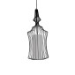 GloboStar® LILY 01559 Vintage Κρεμαστό Φωτιστικό Πλέγμα Μονόφωτο 1 x E27 IP20 Μαύρο Μέταλλο με Λευκό Ύφασμα - Μ25 x Π25 x Υ61cm