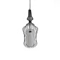 GloboStar® LILY 01559 Vintage Κρεμαστό Φωτιστικό Πλέγμα Μονόφωτο 1 x E27 IP20 Μαύρο Μέταλλο με Λευκό Ύφασμα - Μ25 x Π25 x Υ61cm