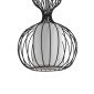 GloboStar® LILY 01560 Vintage Κρεμαστό Φωτιστικό Πλέγμα Μονόφωτο 1 x E27 IP20 Μαύρο Μέταλλο με Λευκό Ύφασμα - Μ25 x Π25 x Υ67cm