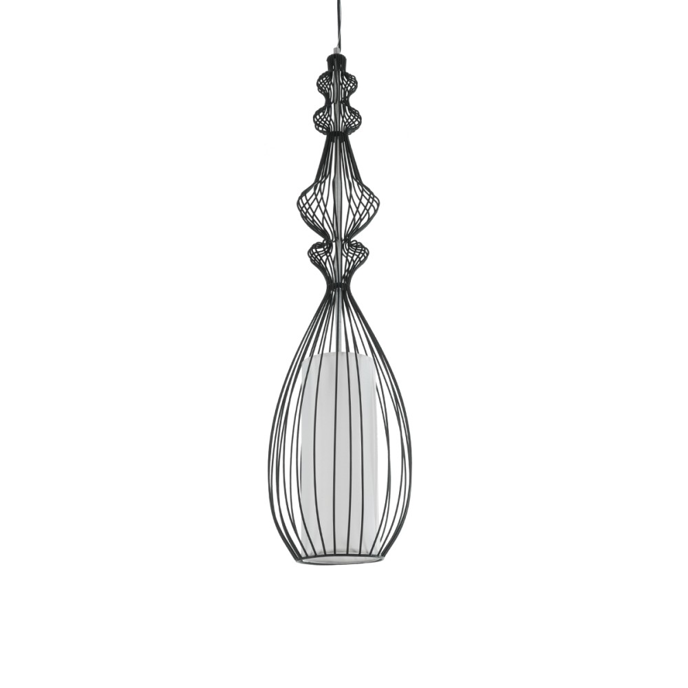 GLOBOSTAR® LILY 01561 Vintage Κρεμαστό Φωτιστικό Οροφής με Ντουί 1 x E27 AC 220-240V IP20 - Μαύρο & Λευκό - Μ90 x Π90 x Υ20cm
