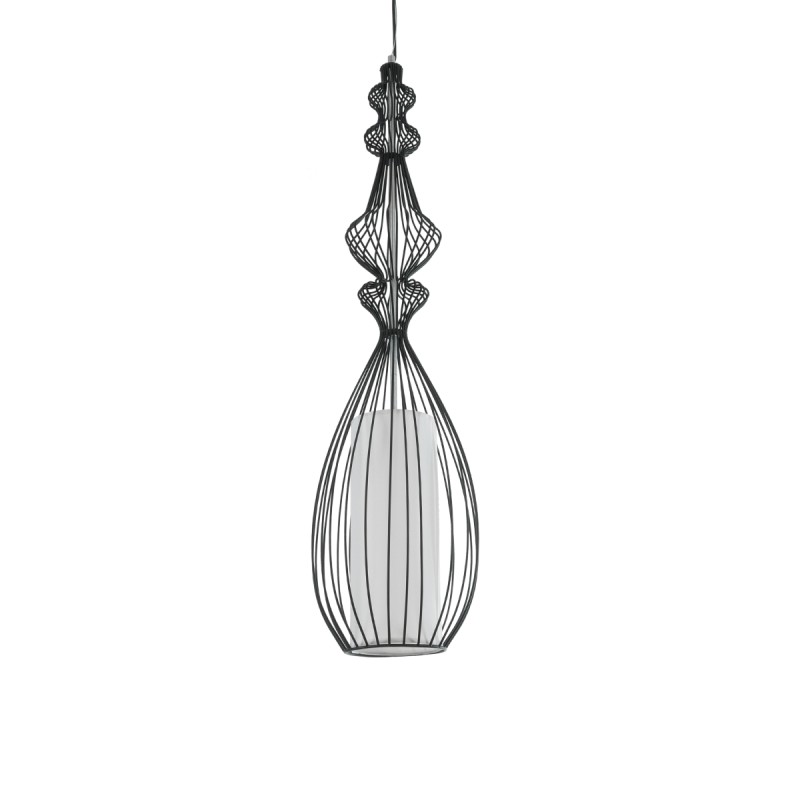 GLOBOSTAR® LILY 01561 Vintage Κρεμαστό Φωτιστικό Οροφής με Ντουί 1 x E27 AC 220-240V IP20 - Μαύρο & Λευκό - Μ90 x Π90 x Υ20cm