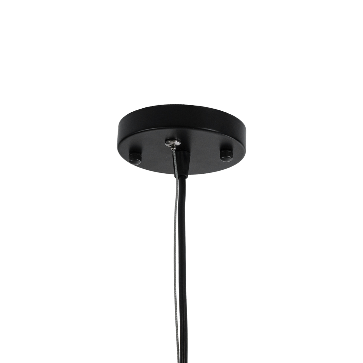GloboStar® LILY 01561 Vintage Κρεμαστό Φωτιστικό Πλέγμα Μονόφωτο 1 x E27 IP20 Μαύρο Μέταλλο με Λευκό Ύφασμα - Μ90 x Π90 x Υ20cm
