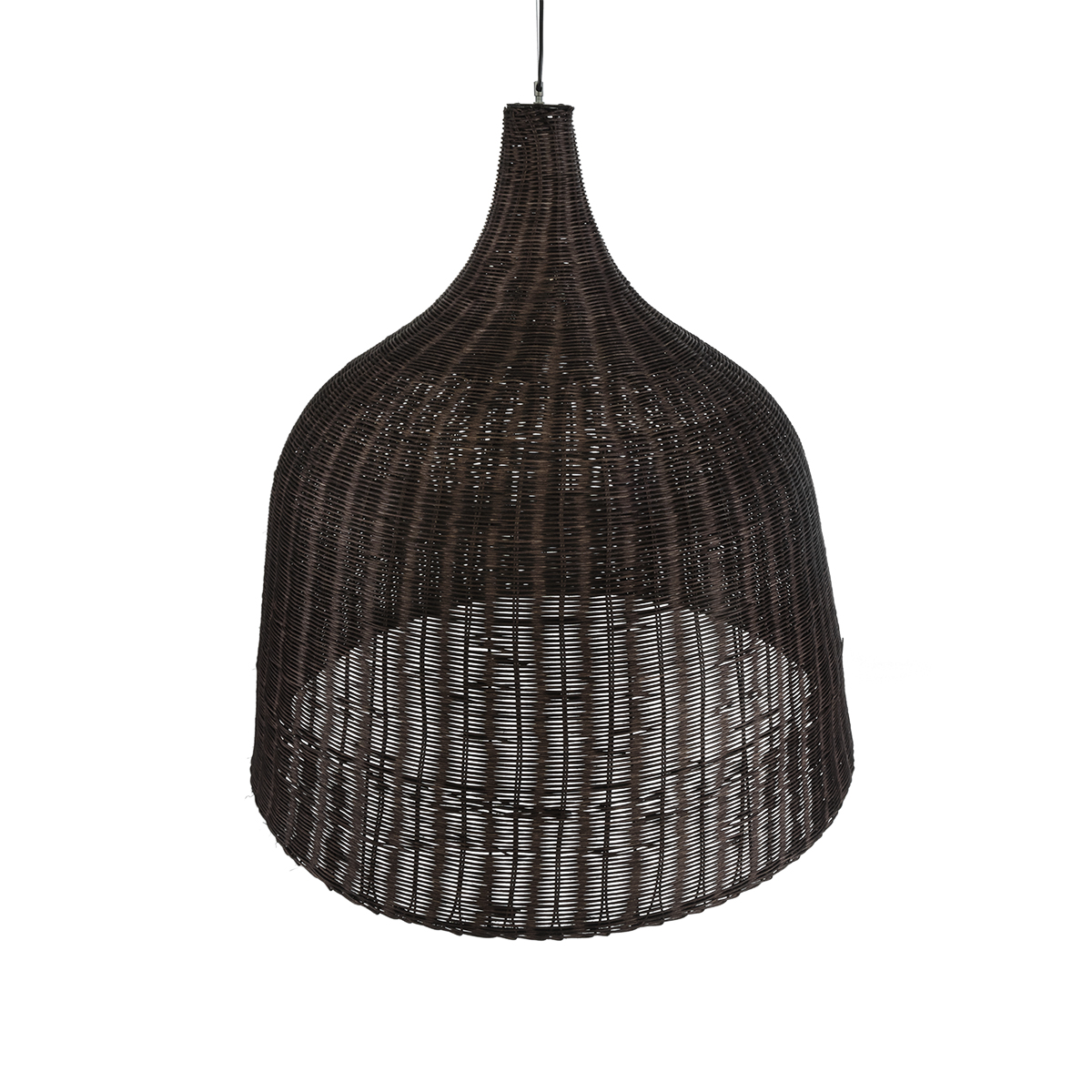 GloboStar® BAHAMAS 01569 Boho Κρεμαστό Φωτιστικό Καμπάνα Μονόφωτο 1 x E27 IP20 Καφέ Ξύλο - Μ90 x Π90 x Y90cm