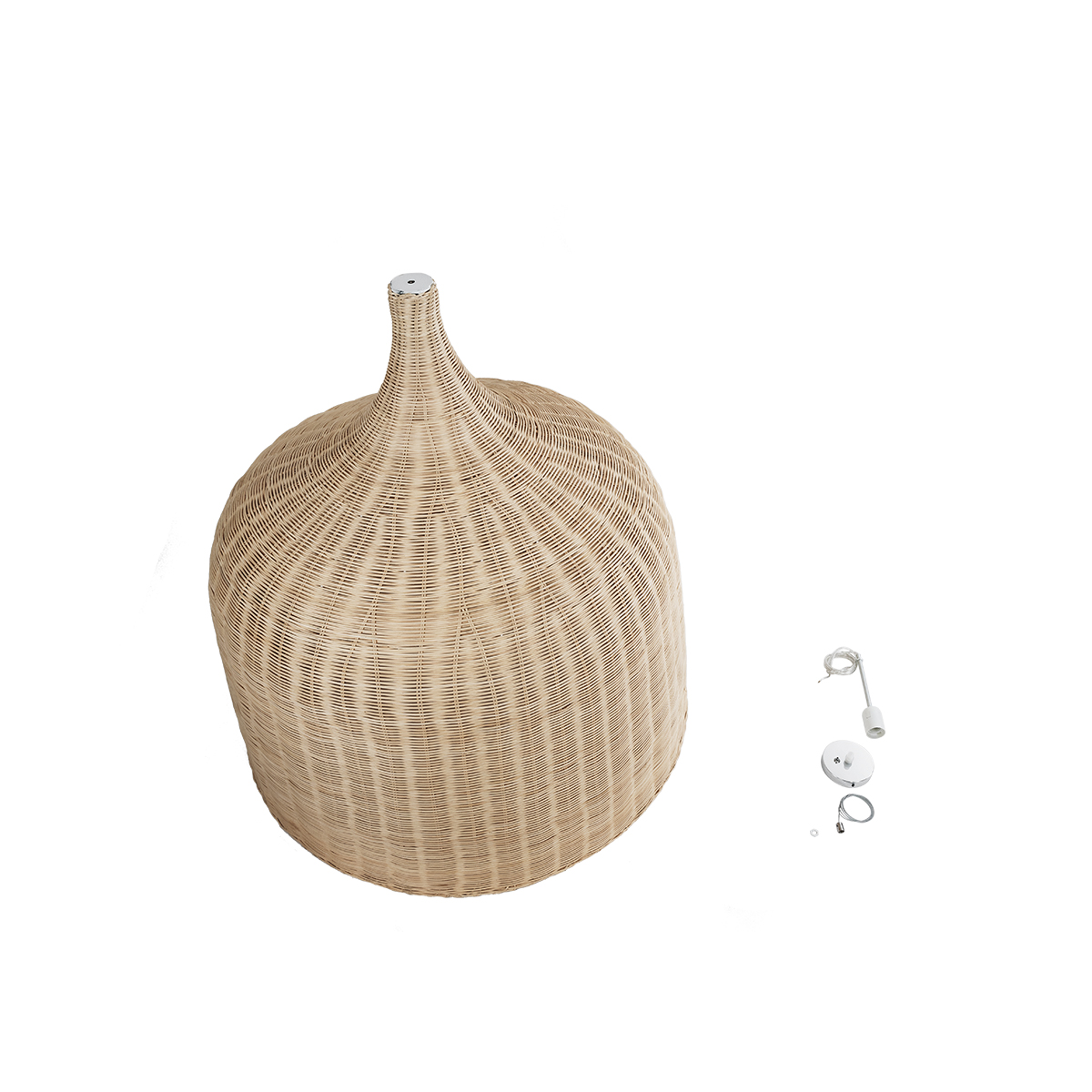 GloboStar® BAHAMAS 01570 Boho Κρεμαστό Φωτιστικό Καμπάνα Μονόφωτο 1 x E27 IP20 Μπεζ Ξύλο - Μ90 x Π90 x Y90cm