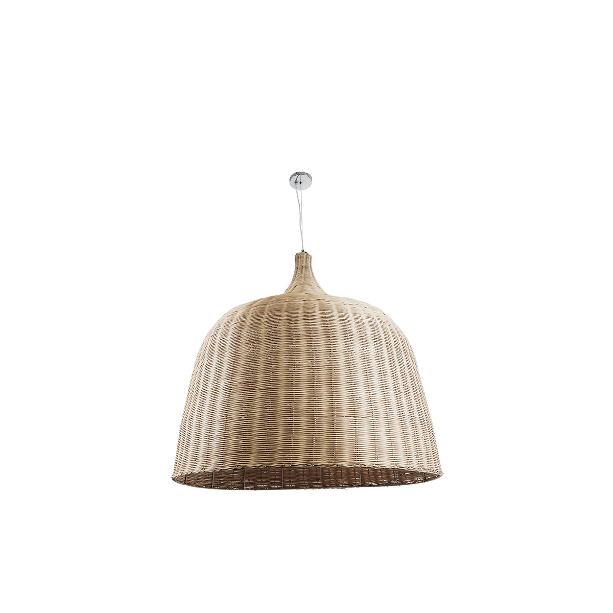 GloboStar® BAHAMAS 01570 Boho Κρεμαστό Φωτιστικό Καμπάνα Μονόφωτο 1 x E27 IP20 Μπεζ Ξύλο - Μ90 x Π90 x Y90cm