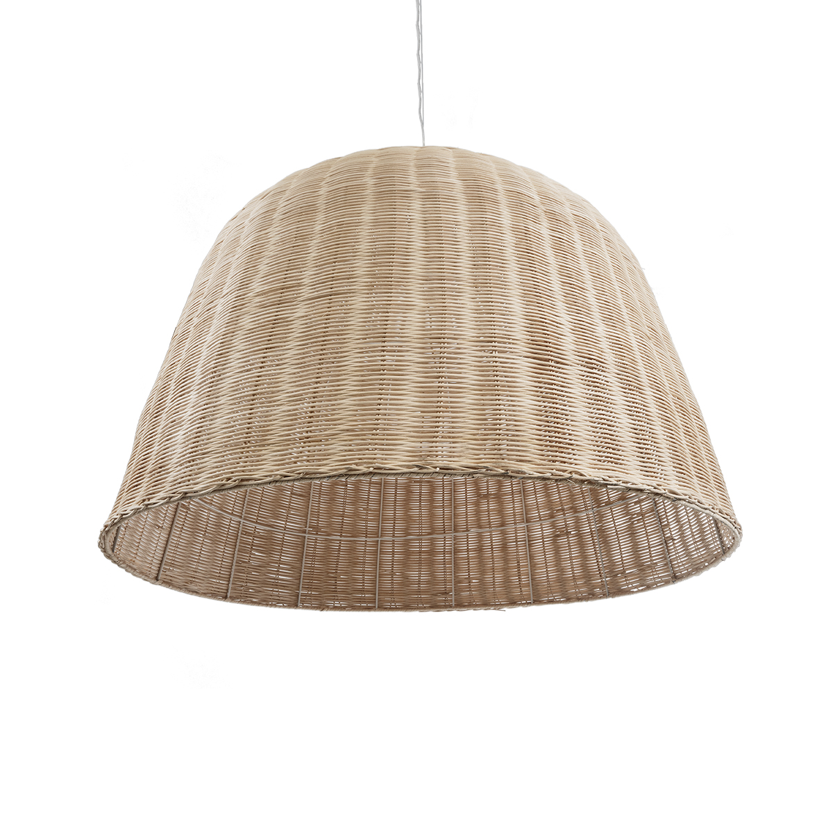 GloboStar® BAHAMAS 01570 Boho Κρεμαστό Φωτιστικό Καμπάνα Μονόφωτο 1 x E27 IP20 Μπεζ Ξύλο - Μ90 x Π90 x Y90cm