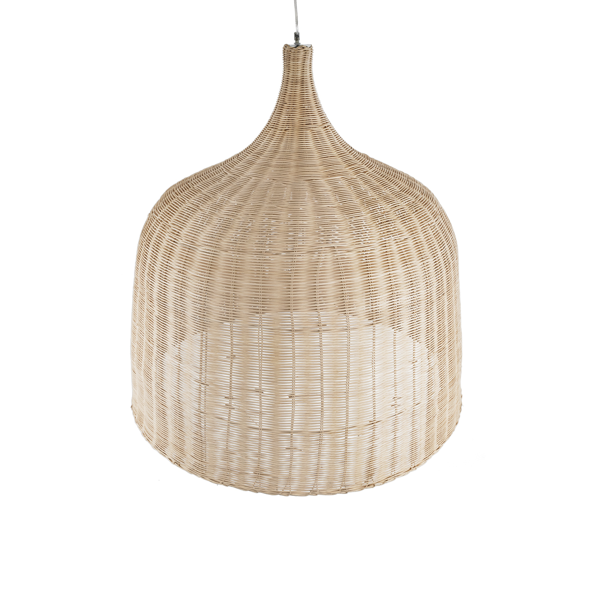 GloboStar® BAHAMAS 01570 Boho Κρεμαστό Φωτιστικό Καμπάνα Μονόφωτο 1 x E27 IP20 Μπεζ Ξύλο - Μ90 x Π90 x Y90cm
