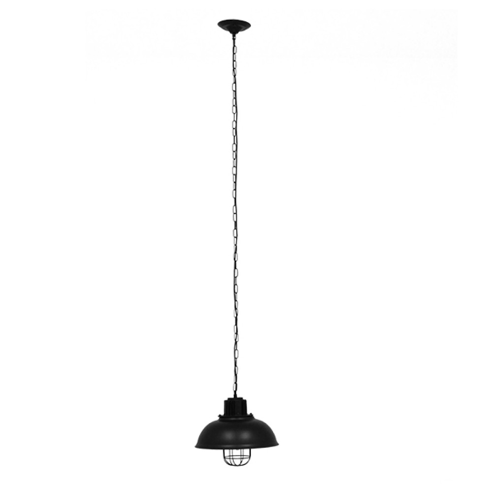 GloboStar® HARROW 01571 Vintage Κρεμαστό Φωτιστικό Καμπάνα Μονόφωτο 1 x E27 IP20 Μαύρο Μέταλλο - Μ33 x Π33 x Υ32cm