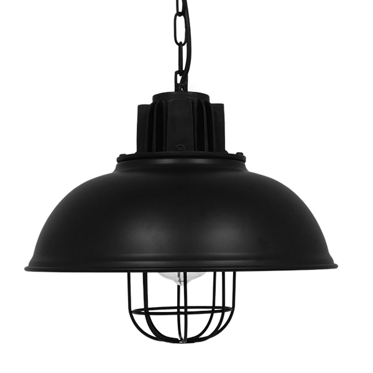 GloboStar® HARROW 01571 Vintage Κρεμαστό Φωτιστικό Καμπάνα Μονόφωτο 1 x E27 IP20 Μαύρο Μέταλλο - Μ33 x Π33 x Υ32cm
