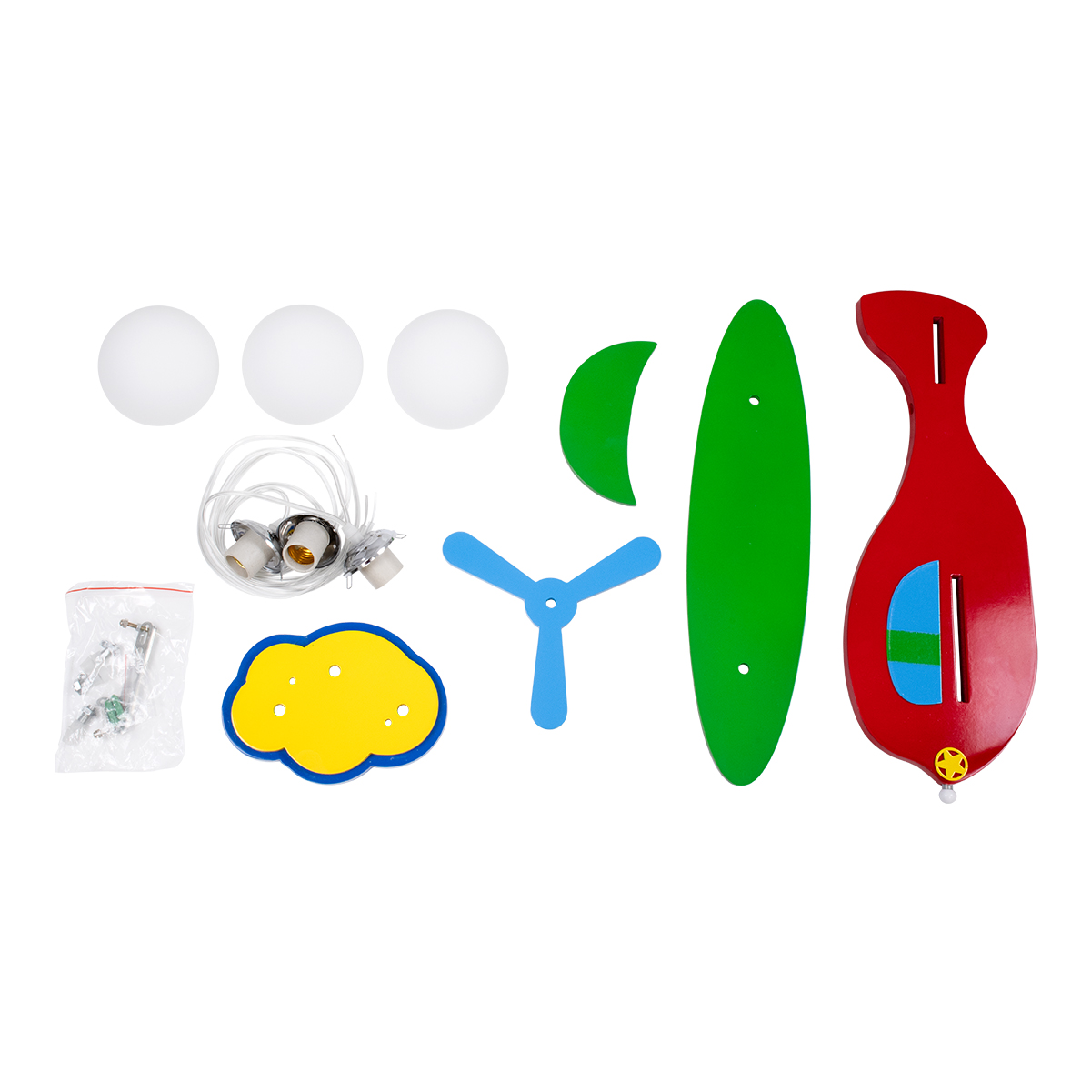 GloboStar® AIRPLANE 01575 Παιδικό Κρεμαστό Φωτιστικό Φιγούρα Τρίφωτο 3 x E27 IP20 Πολύχρωμο Ξύλο - Μ51 x Π49 x Υ26cm
