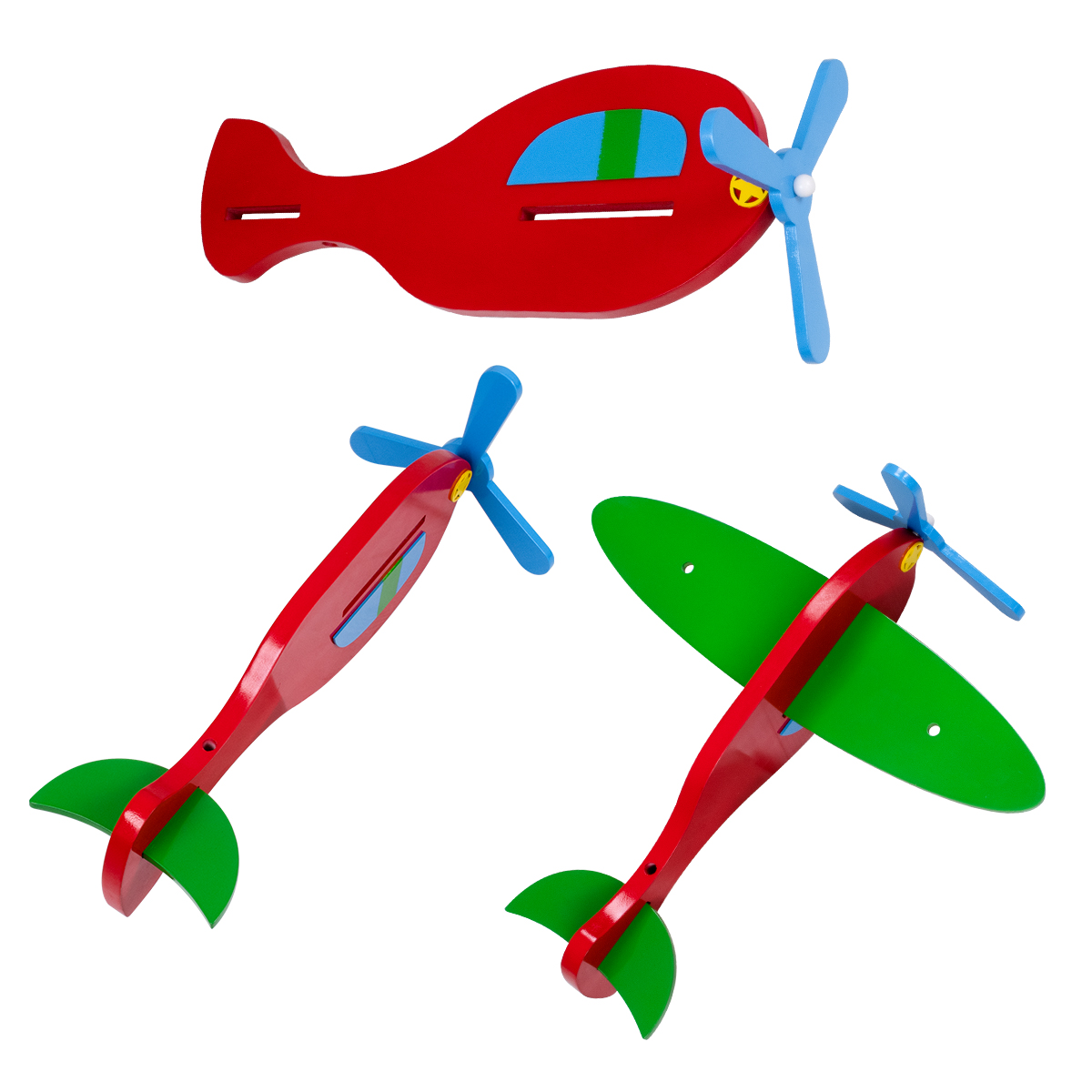 GloboStar® AIRPLANE 01575 Παιδικό Κρεμαστό Φωτιστικό Φιγούρα Τρίφωτο 3 x E27 IP20 Πολύχρωμο Ξύλο - Μ51 x Π49 x Υ26cm