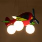 GloboStar® AIRPLANE 01575 Παιδικό Κρεμαστό Φωτιστικό Φιγούρα Τρίφωτο 3 x E27 IP20 Πολύχρωμο Ξύλο - Μ51 x Π49 x Υ26cm