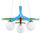 GloboStar® AIRPLANE 01575 Παιδικό Κρεμαστό Φωτιστικό Φιγούρα Τρίφωτο 3 x E27 IP20 Πολύχρωμο Ξύλο - Μ51 x Π49 x Υ26cm