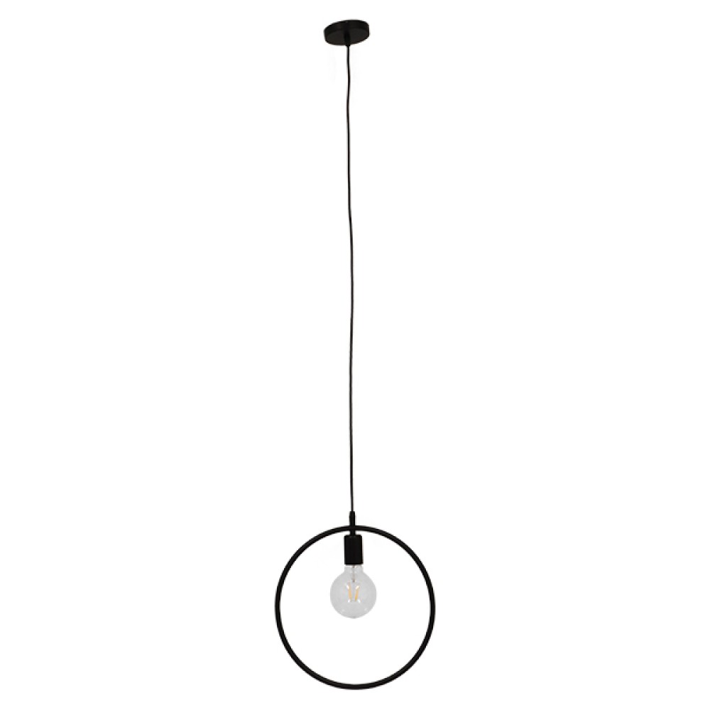 GLOBOSTAR® OMICRON 01578 Μοντέρνο Κρεμαστό Φωτιστικό Οροφής με Ντουί 1 x E27 AC 220-240V IP20 - Μαύρο - Μ33 x Π4 x Υ33cm