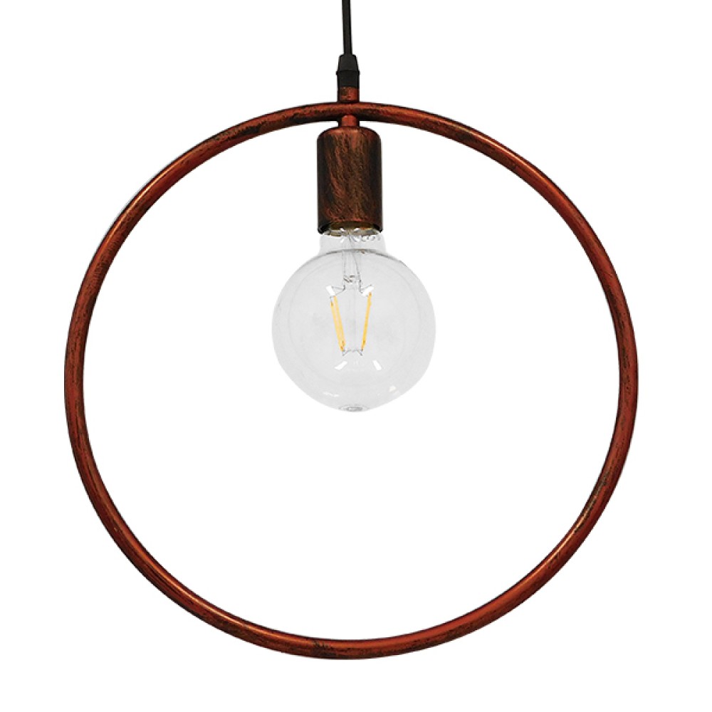 GloboStar® OMICRON 01579 Μοντέρνο Κρεμαστό Φωτιστικό Ανάρτηση Μονόφωτο 1 x E27 IP20 Χάλκινο Μέταλλο - Μ33 x Π4 x Υ33cm