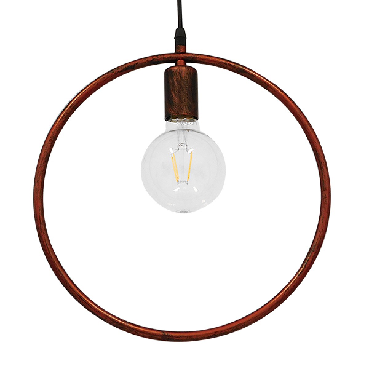 GloboStar® OMICRON 01579 Μοντέρνο Κρεμαστό Φωτιστικό Ανάρτηση Μονόφωτο 1 x E27 IP20 Χάλκινο Μέταλλο - Μ33 x Π4 x Υ33cm