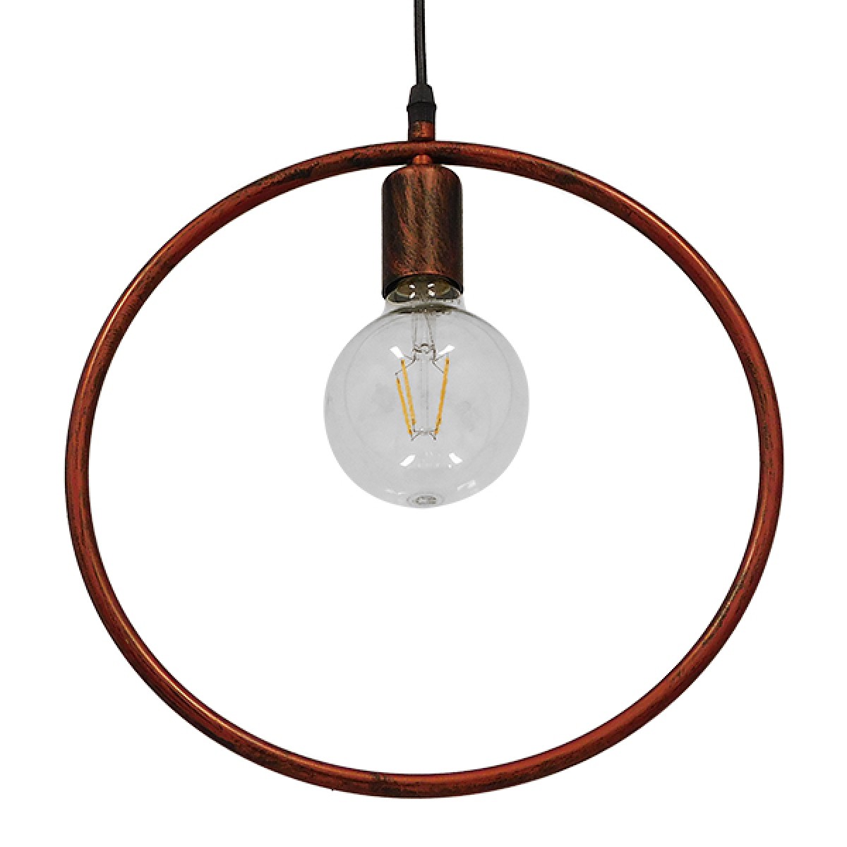 GloboStar® OMICRON 01579 Μοντέρνο Κρεμαστό Φωτιστικό Ανάρτηση Μονόφωτο 1 x E27 IP20 Χάλκινο Μέταλλο - Μ33 x Π4 x Υ33cm