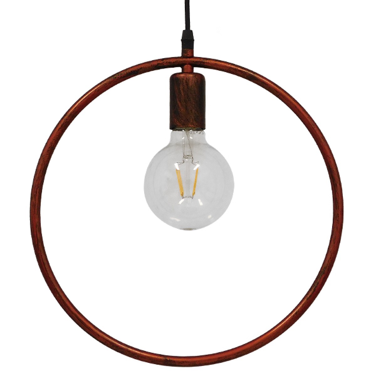 GloboStar® OMICRON 01579 Μοντέρνο Κρεμαστό Φωτιστικό Ανάρτηση Μονόφωτο 1 x E27 IP20 Χάλκινο Μέταλλο - Μ33 x Π4 x Υ33cm