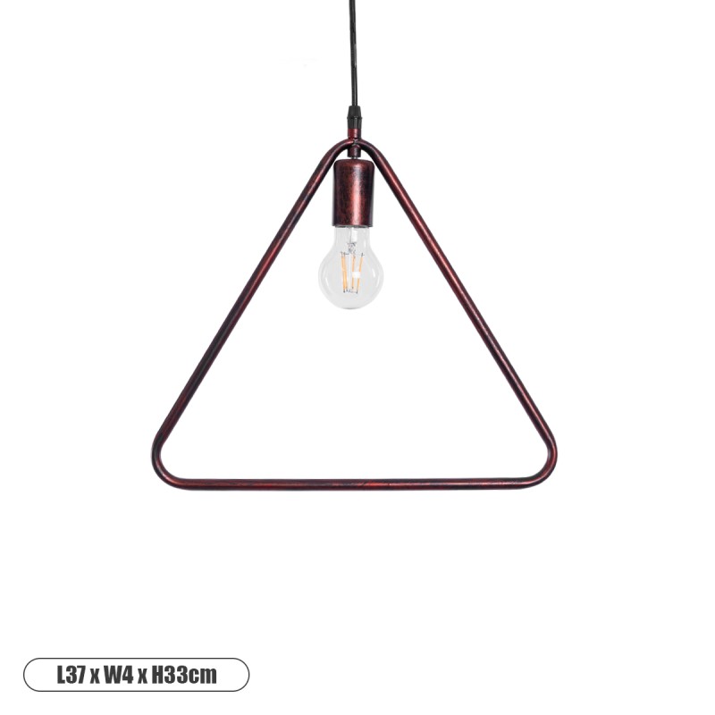 GloboStar® DELTA 01581 Μοντέρνο Κρεμαστό Φωτιστικό Ανάρτηση Μονόφωτο 1 x E27 IP20 Χάλκινο Μέταλλο - Μ37 x Π4 x Υ33cm