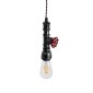 GloboStar® SPIGOT 01583 Vintage Κρεμαστό Φωτιστικό Ανάρτηση Μονόφωτο 1 x E27 IP20 Ασημί & Κόκκινο Μέταλλο - Μ5 x Π5 x Y20cm