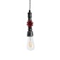 GloboStar® SPIGOT 01583 Vintage Κρεμαστό Φωτιστικό Ανάρτηση Μονόφωτο 1 x E27 IP20 Ασημί & Κόκκινο Μέταλλο - Μ5 x Π5 x Y20cm