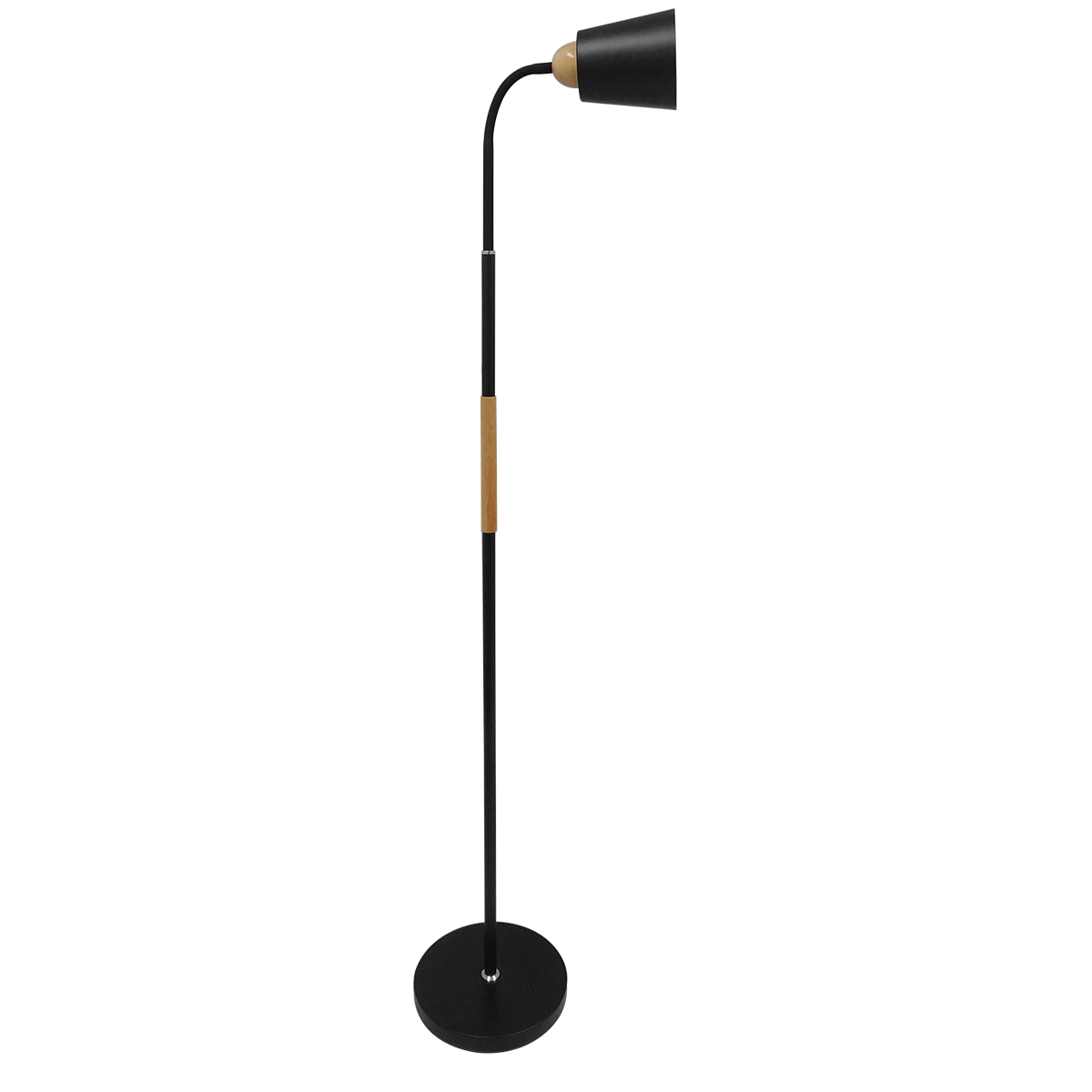 GloboStar® RIBBON 01585 Μοντέρνο Επιδαπέδιο Φωτιστικό Μονόφωτο 1 x E27 IP20 Μαύρο Μέταλλο με Μπεζ Ξύλο - Μ13 x Π13 x Υ164cm