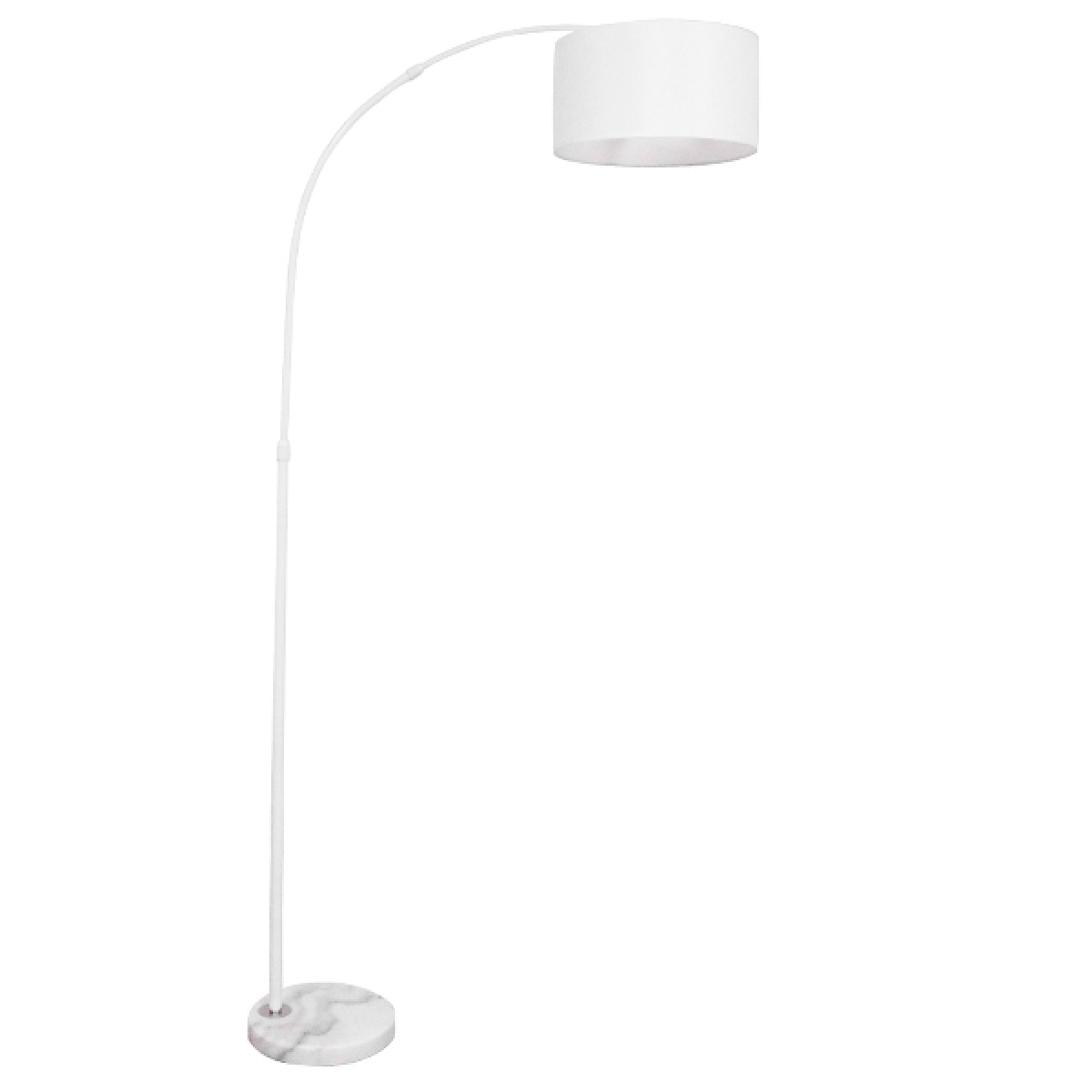GloboStar® IMPERIAL 01588 Μοντέρνο Επιδαπέδιο Φωτιστικό Μονόφωτο 1 x E27 IP20 Λευκό Μέταλλο, Λευκό Ύφασμα με Γκρι Μάρμαρο - Μ34 x Π34 x Υ172cm