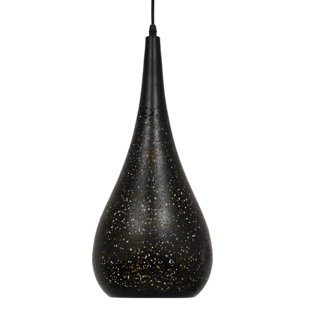 GloboStar® JANIS 01589 Μοντέρνο Κρεμαστό Φωτιστικό Καμπάνα Μονόφωτο 1 x E27 IP20 Μαύρο & Χρυσό Μέταλλο - Μ20 x Π20 x Υ46cm