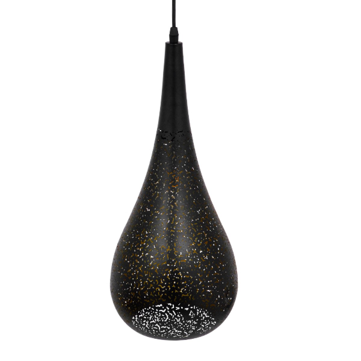 GloboStar® JANIS 01589 Μοντέρνο Κρεμαστό Φωτιστικό Καμπάνα Μονόφωτο 1 x E27 IP20 Μαύρο & Χρυσό Μέταλλο - Μ20 x Π20 x Υ46cm