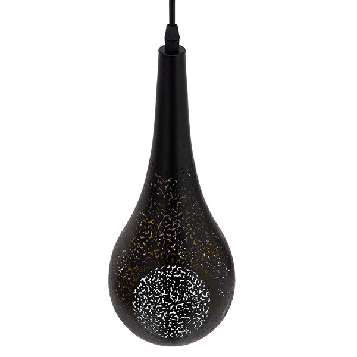 GloboStar® JANIS 01589 Μοντέρνο Κρεμαστό Φωτιστικό Καμπάνα Μονόφωτο 1 x E27 IP20 Μαύρο & Χρυσό Μέταλλο - Μ20 x Π20 x Υ46cm