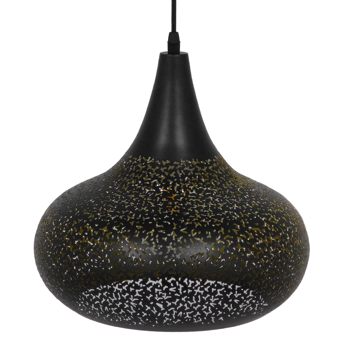 GloboStar® JANIS 01590 Μοντέρνο Κρεμαστό Φωτιστικό Καμπάνα Μονόφωτο 1 x E27 IP20 Μαύρο & Χρυσό Μέταλλο - Μ30 x Π30 x Υ30cm