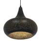 GloboStar® JANIS 01590 Μοντέρνο Κρεμαστό Φωτιστικό Καμπάνα Μονόφωτο 1 x E27 IP20 Μαύρο & Χρυσό Μέταλλο - Μ30 x Π30 x Υ30cm