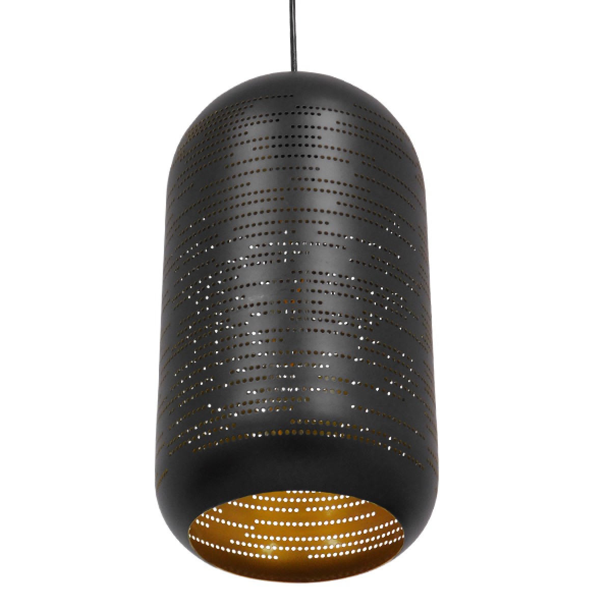 GloboStar® JANIS 01591 Μοντέρνο Κρεμαστό Φωτιστικό Καμπάνα Μονόφωτο 1 x E27 IP20 Μαύρο & Χρυσό Μέταλλο - Μ20 x Π20 x Υ41cm