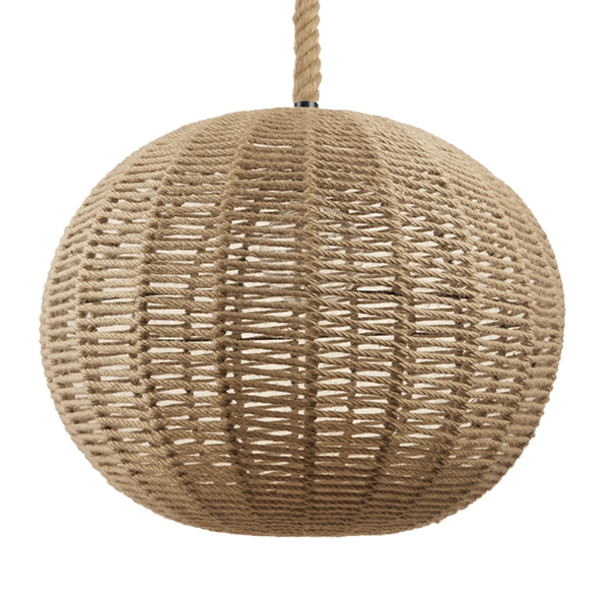 GloboStar® MANDALA 01593 Vintage Κρεμαστό Φωτιστικό Μπάλα Μονόφωτο 1 x E27 IP20 Μπεζ Σχοινί - Μ60 x Π60 x Υ45cm