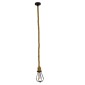 GloboStar® CAMBER 01594 Vintage Κρεμαστό Φωτιστικό Πλέγμα Μονόφωτο 1 x E27 IP20 Μαύρο Μέταλλο με Μπεζ Σχοινί - Μ11 x Π11 x Υ25cm