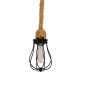 GloboStar® CAMBER 01594 Vintage Κρεμαστό Φωτιστικό Πλέγμα Μονόφωτο 1 x E27 IP20 Μαύρο Μέταλλο με Μπεζ Σχοινί - Μ11 x Π11 x Υ25cm