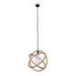 GloboStar® BALANCE 01596 Vintage Κρεμαστό Φωτιστικό Πλέγμα Μονόφωτο 1 x E27 IP20 Μαύρο Μέταλλο με Μπεζ Σχοινί - Μ35 x Π35 x Υ36cm