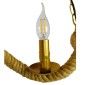 GloboStar® LUXOR 01598 Vintage Κρεμαστό Φωτιστικό Ανάρτηση Τρίφωτο 3 x E14 IP20 Χρυσό Μέταλλο με Μπεζ Σχοινί - Μ75 x Π13 x Y18cm