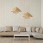 GloboStar® CHEOPE 01599 Boho Κρεμαστό Φωτιστικό Πλέγμα Μονόφωτο 1 x E27 IP20 Μπεζ Ξύλο με Μπεζ Rattan - Μ45 x Π45 x Y35cm