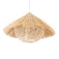 GloboStar® CHEOPE 01599 Boho Κρεμαστό Φωτιστικό Πλέγμα Μονόφωτο 1 x E27 IP20 Μπεζ Ξύλο με Μπεζ Rattan - Μ45 x Π45 x Y35cm