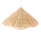 GloboStar® CHEOPE 01599 Boho Κρεμαστό Φωτιστικό Πλέγμα Μονόφωτο 1 x E27 IP20 Μπεζ Ξύλο με Μπεζ Rattan - Μ45 x Π45 x Y35cm