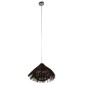 GloboStar® CHEOPE 01600 Boho Κρεμαστό Φωτιστικό Πλέγμα Μονόφωτο 1 x E27 IP20 Καφέ Ξύλο με Καφέ Rattan - Μ50 x Π50 x Y30cm