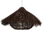 GloboStar® CHEOPE 01600 Boho Κρεμαστό Φωτιστικό Πλέγμα Μονόφωτο 1 x E27 IP20 Καφέ Ξύλο με Καφέ Rattan - Μ50 x Π50 x Y30cm